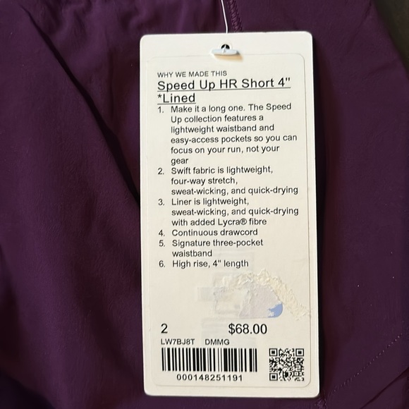 LULULEMON SPEED UP HR SHORTS 4β DRAMATIC MAGENTA (DMMG) SZ 2 NWT - Picture 3 of 7